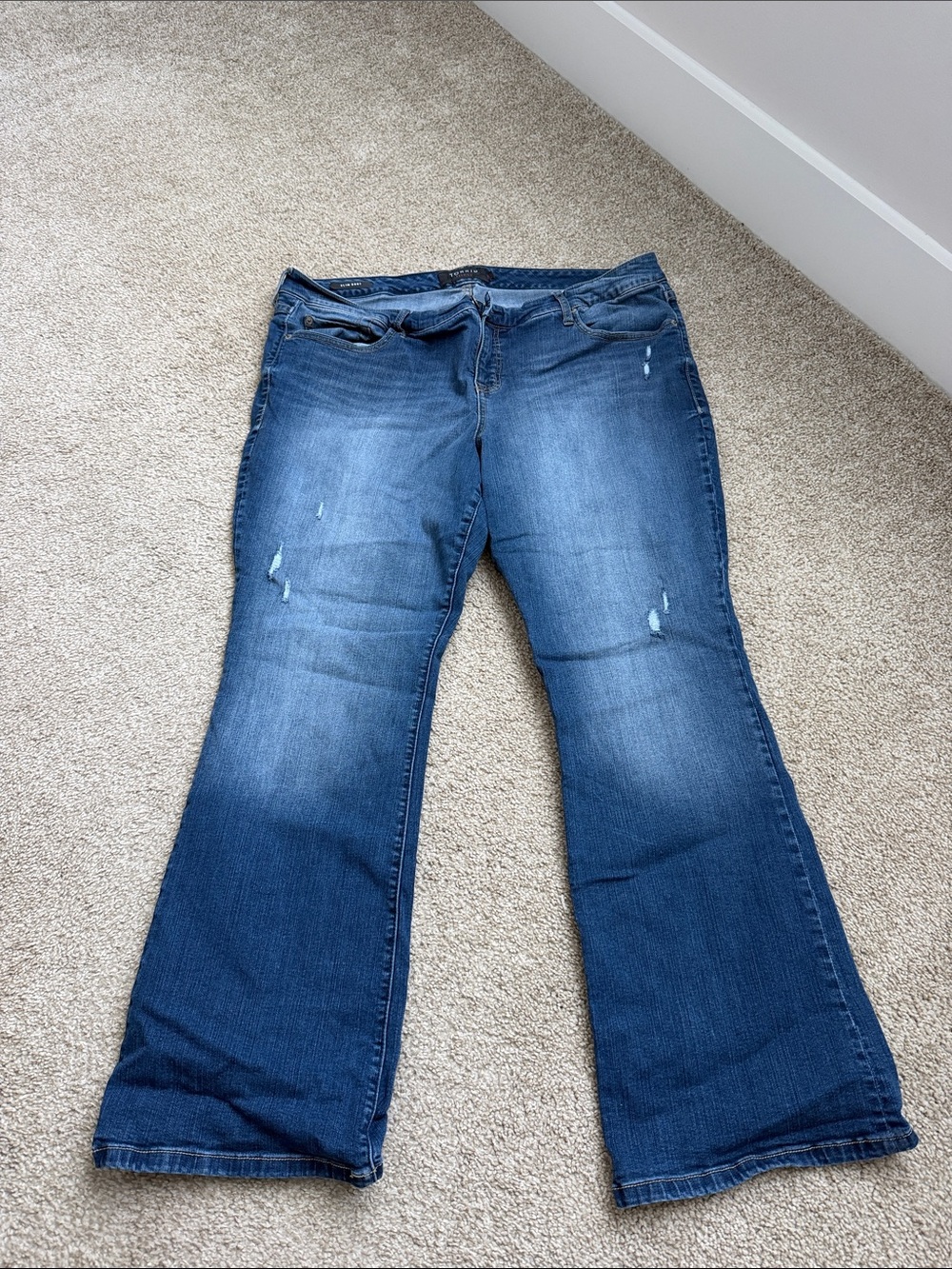 Women's Dark Blue Flare Jeans - Stretch Flared Denim
